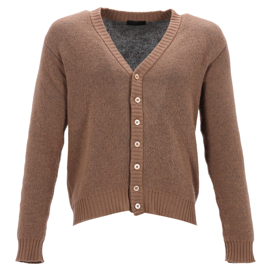 Prada Button-Down V-Neck igan in Brown Cashmere
