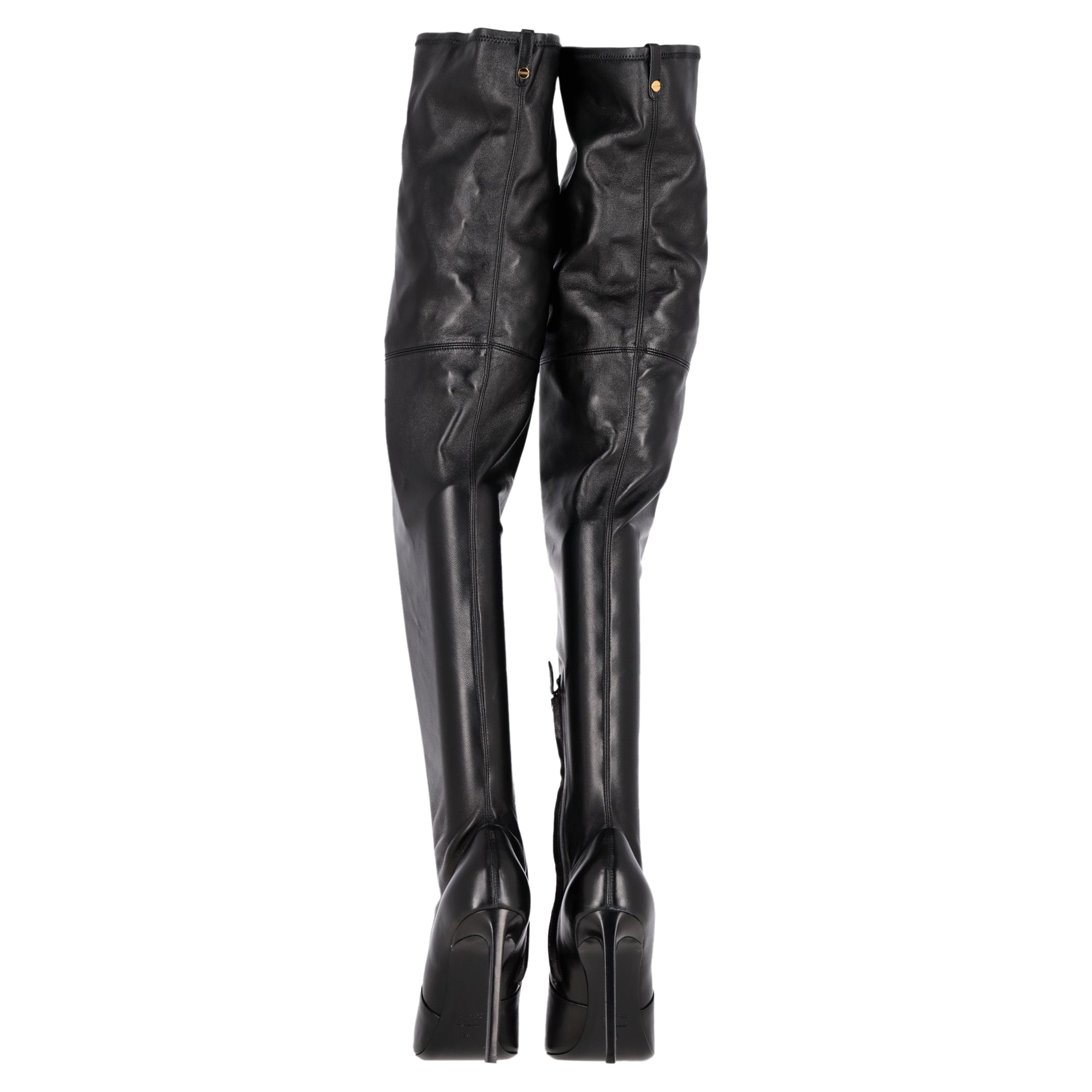 Tom Ford T Screw Over-The-Knee Boots in Black Leather