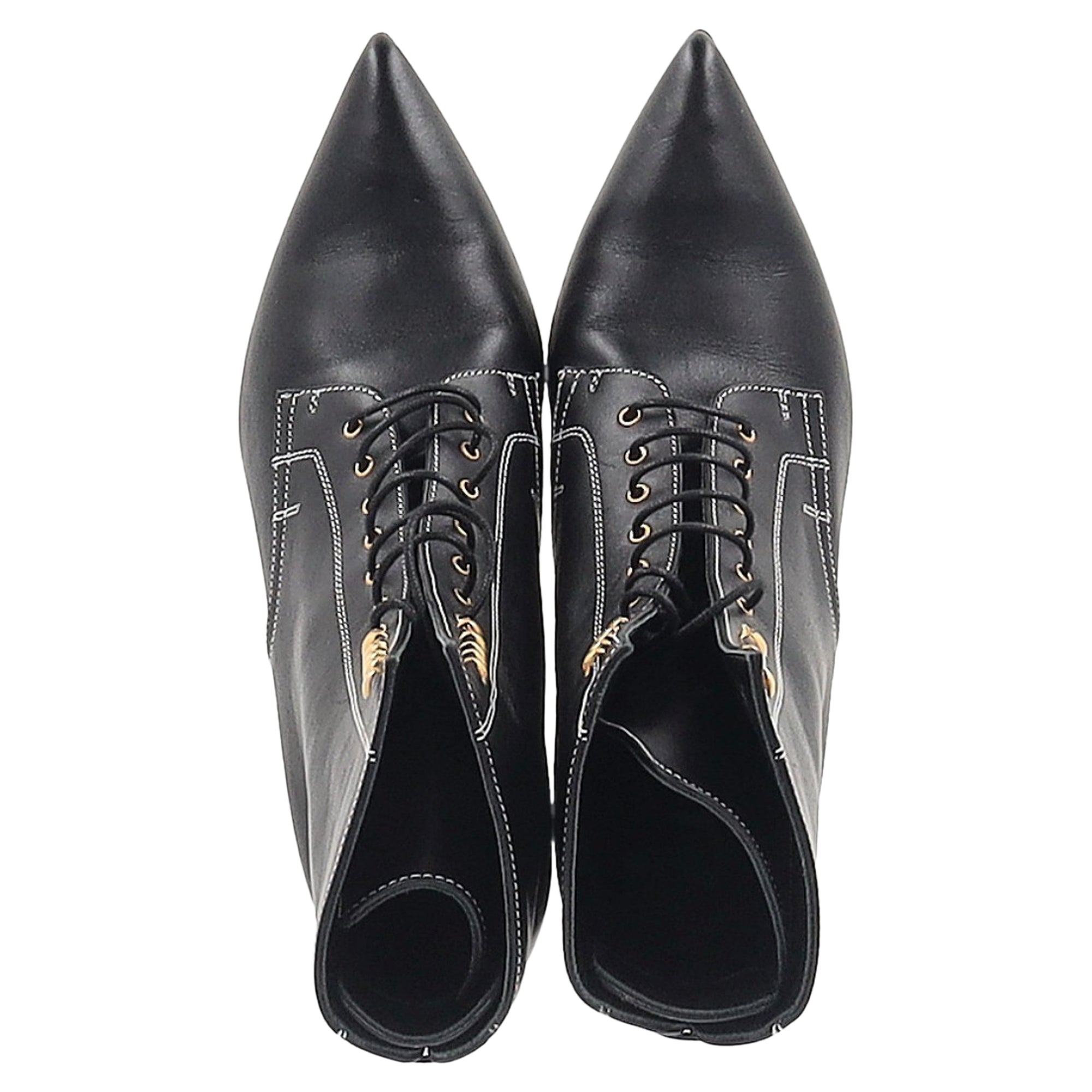 Loewe Ankle Lace-Up Boots in Black Leather
