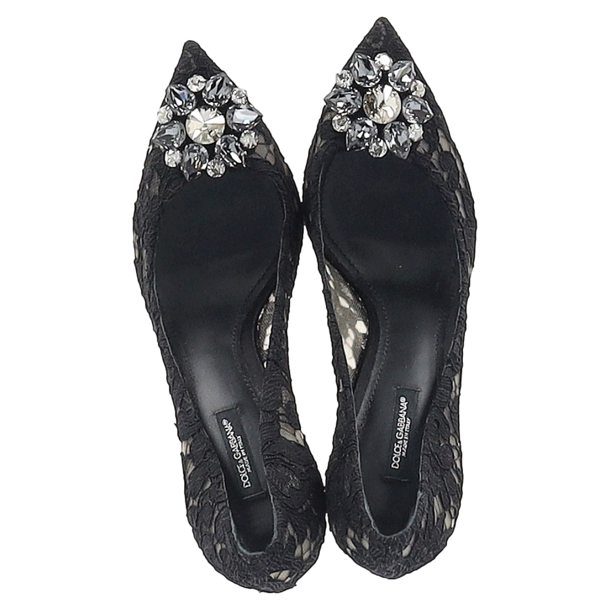 Women's Dolce & Gabbana Lace Rainbow Pumps with Brooch in Black Rayon