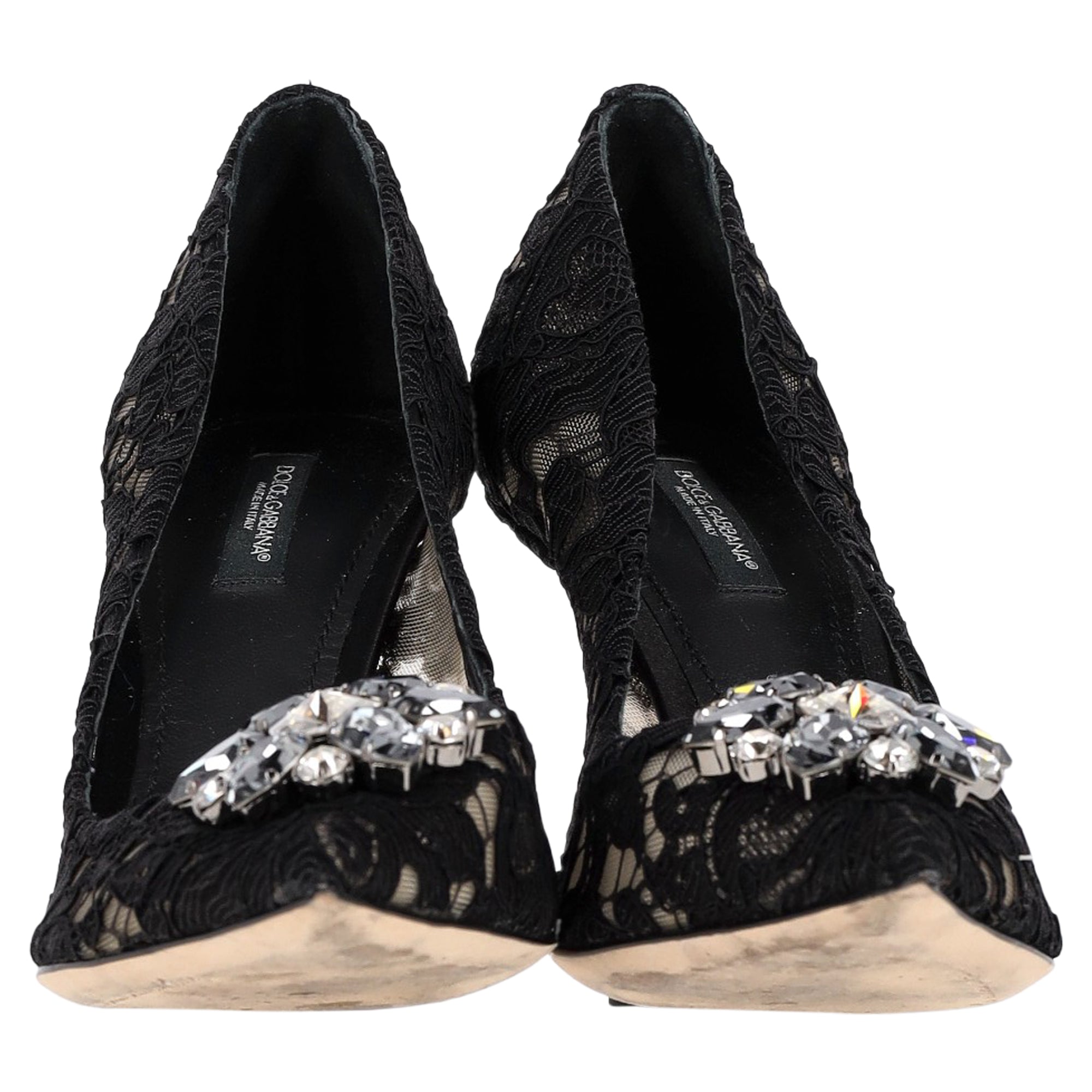 Women's Dolce & Gabbana Lace Rainbow Pumps with Brooch in Black Rayon