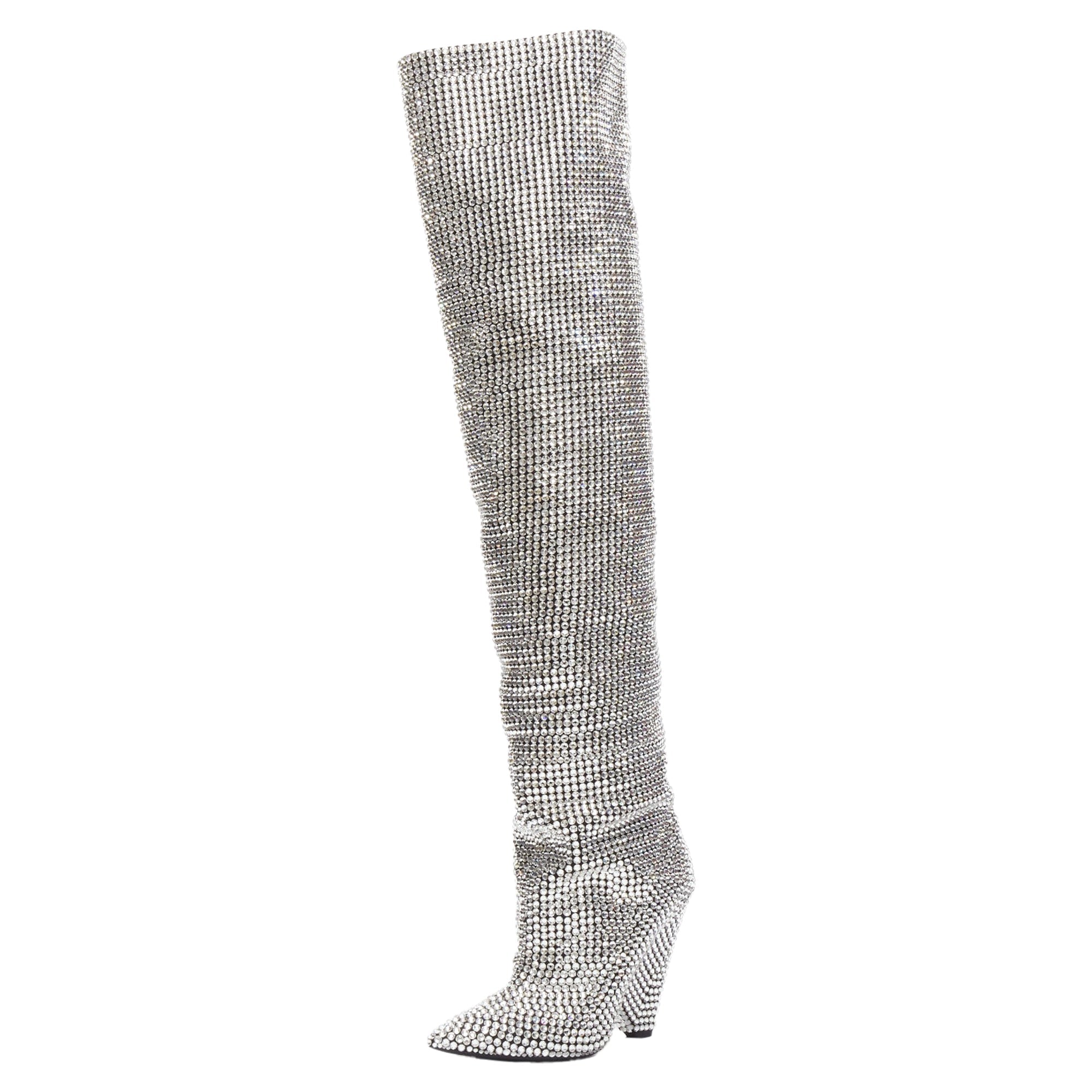 Women's Saint Laurent Niki Swarovski crystal encrted boot