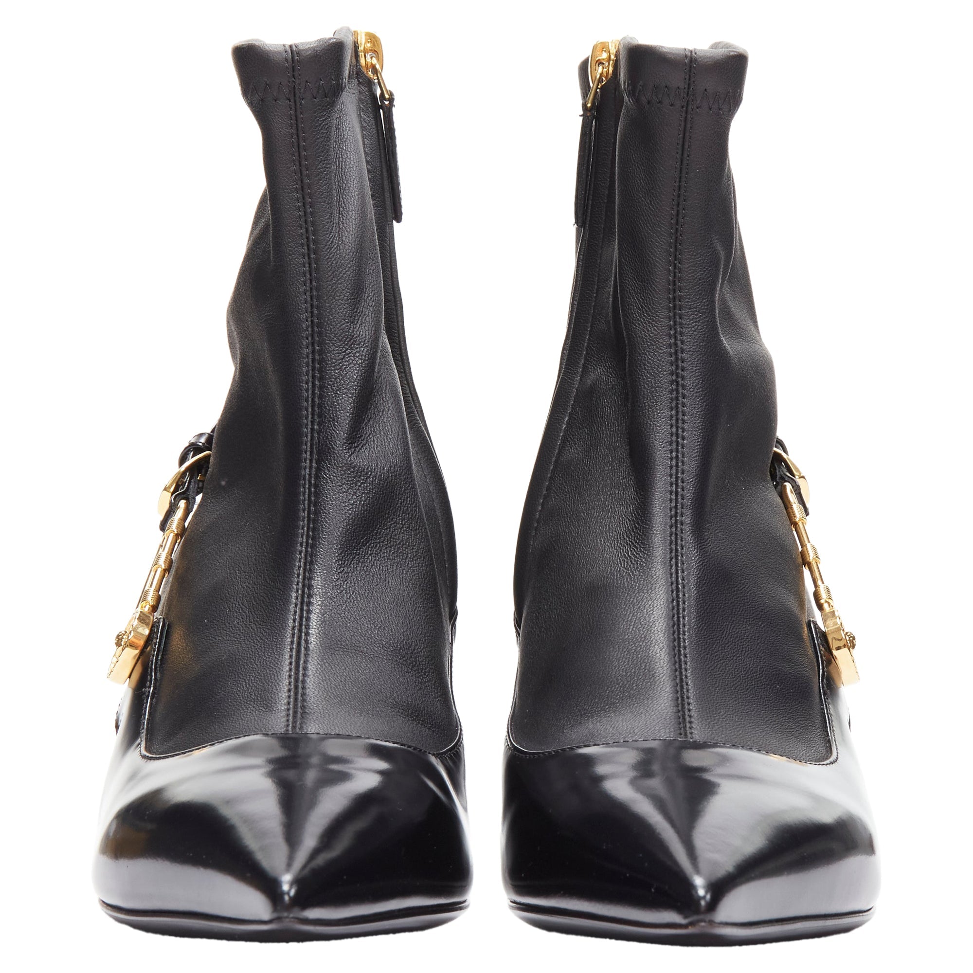Women's Versace Medusa Punk Safety Pin leather kitten heel bootie