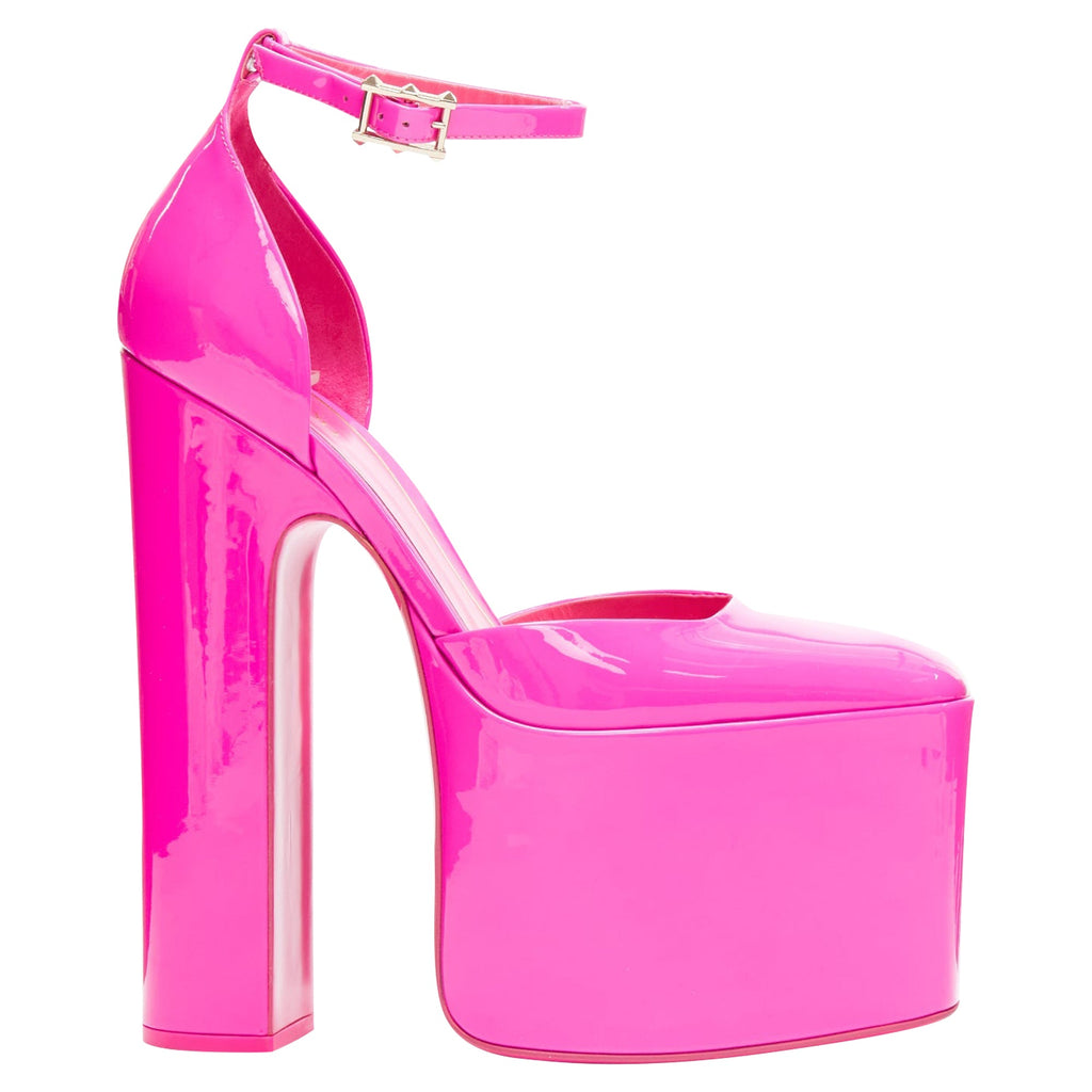 Women's Valentino Garavani discobox patent platform ankle strap heels