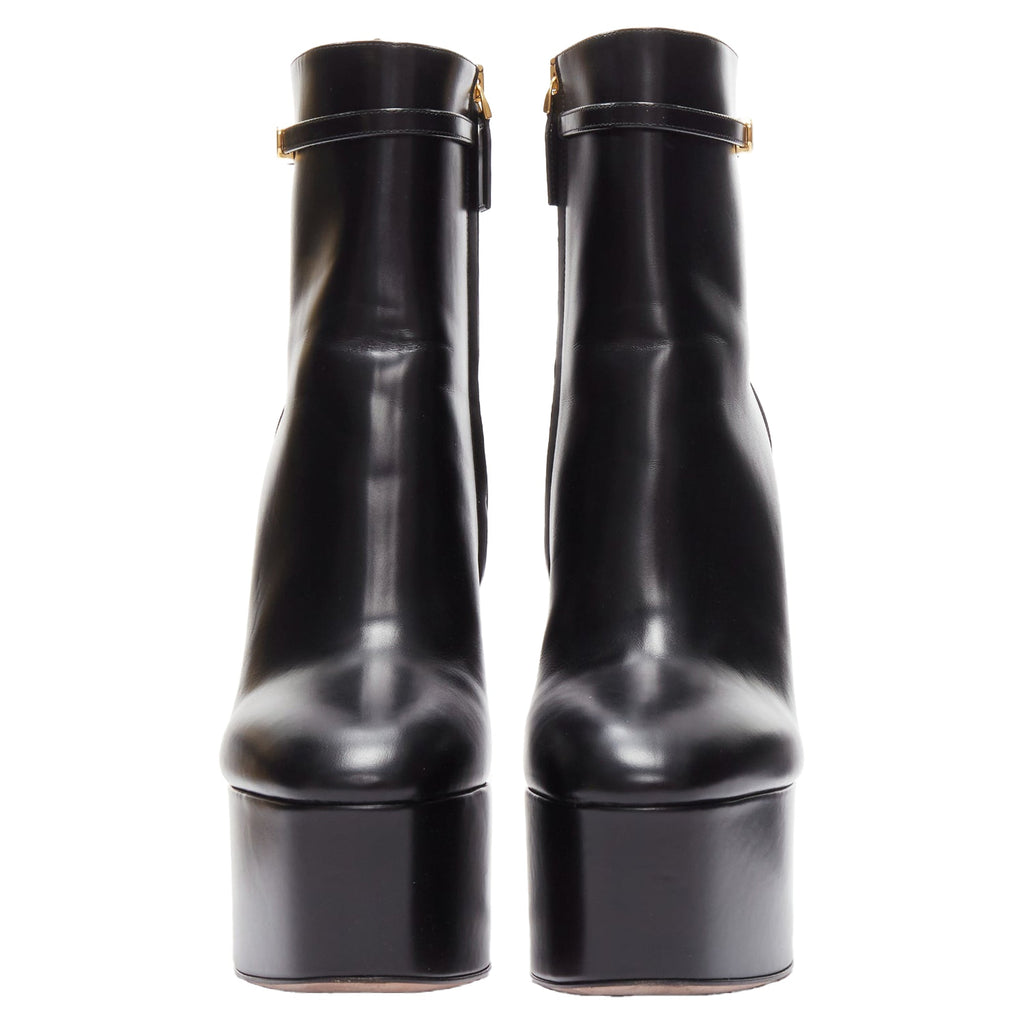 Women's Valentino Garavani tango leather v logo buckle platform boots