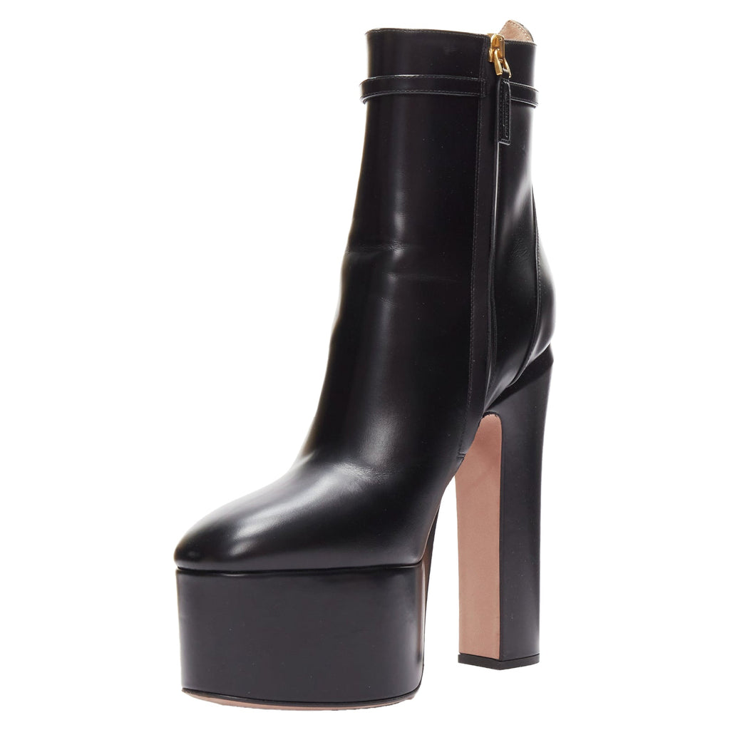 Women's Valentino Garavani tango leather v logo buckle platform boots