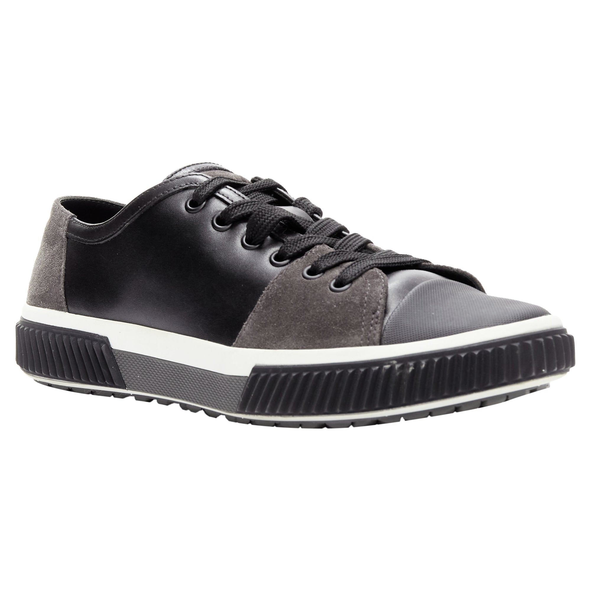 Men's Prada stratsuede leather low top sneakers