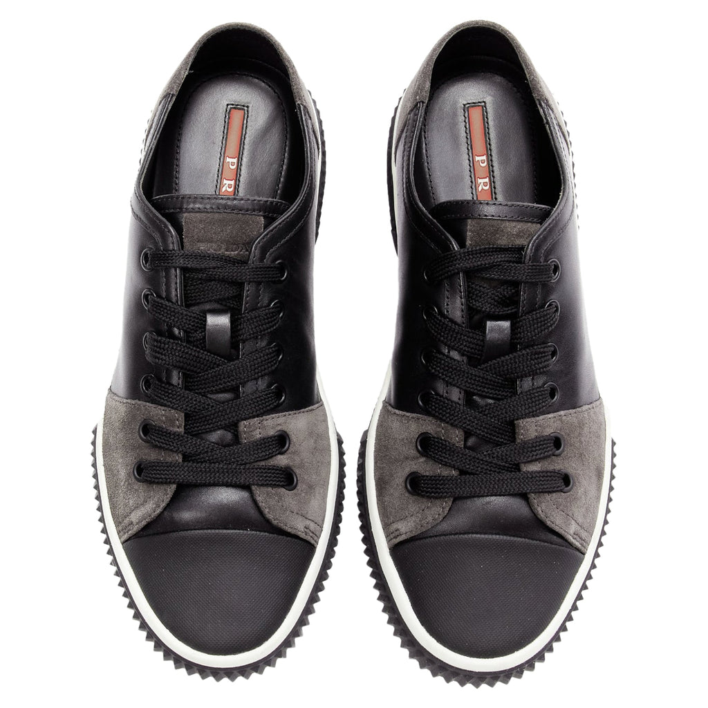 Men's Prada stratsuede leather low top sneakers