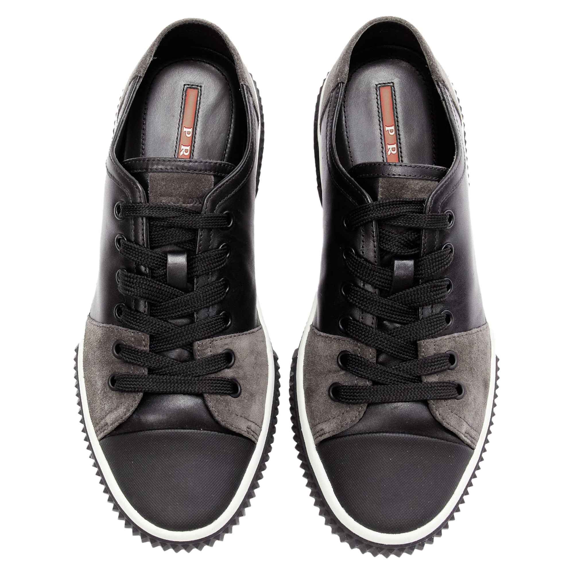 Men's Prada stratsuede leather low top sneakers