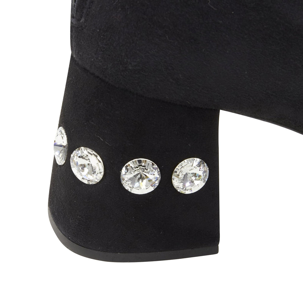 Women's Miu Miu suede jewelled crystal heel pull on over knee boot