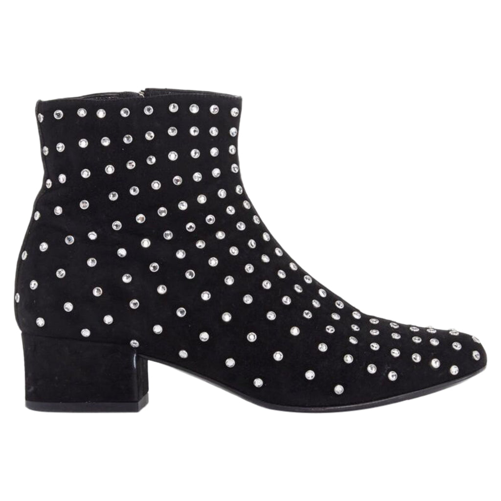 Women's Saint Laurent suede strass crystal embellished ankle boot shoe