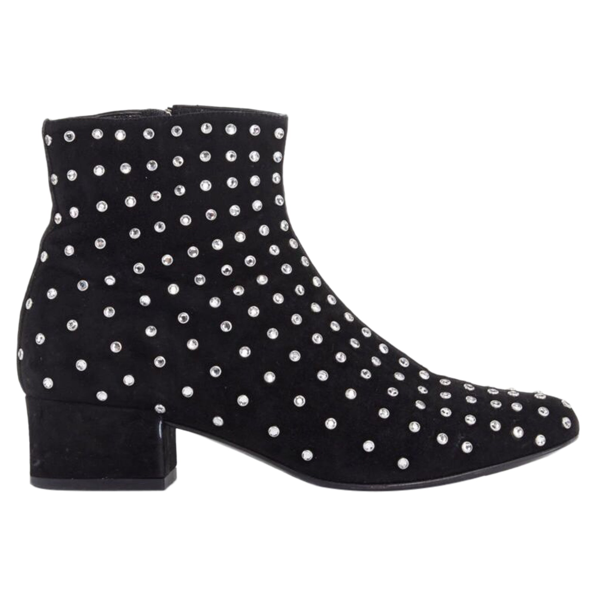 Women's Saint Laurent suede strass crystal embellished ankle boot shoe
