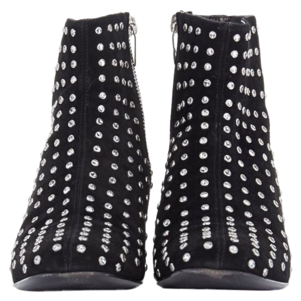 Women's Saint Laurent suede strass crystal embellished ankle boot shoe