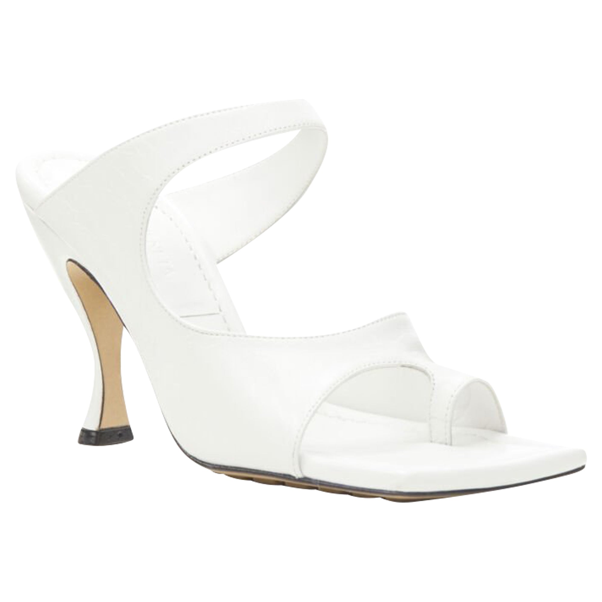 Women's Bottega Veneta Mule optic crunch leather square toe sandal