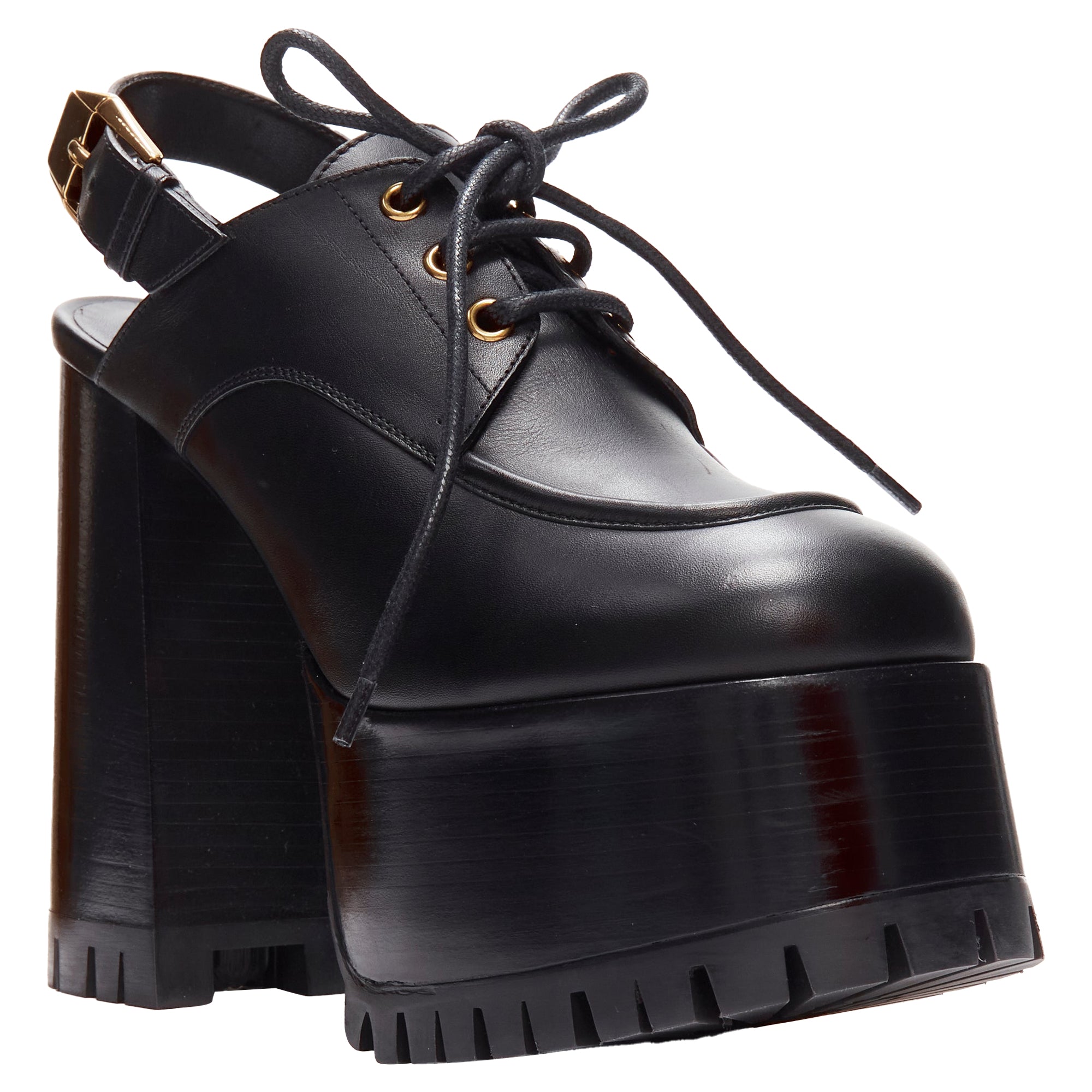 Women's Versace buckle sling back platform loafer