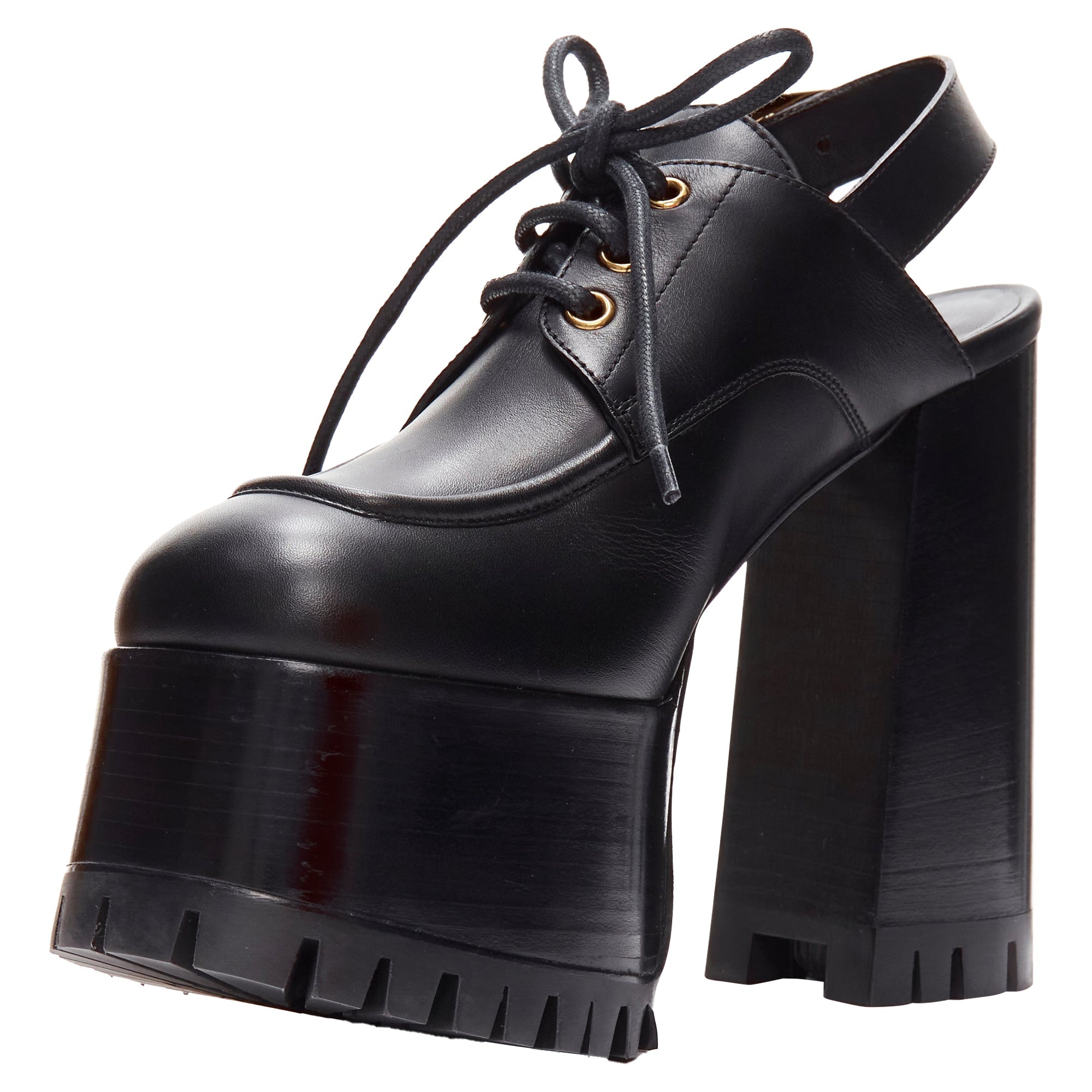 Women's Versace buckle sling back platform loafer