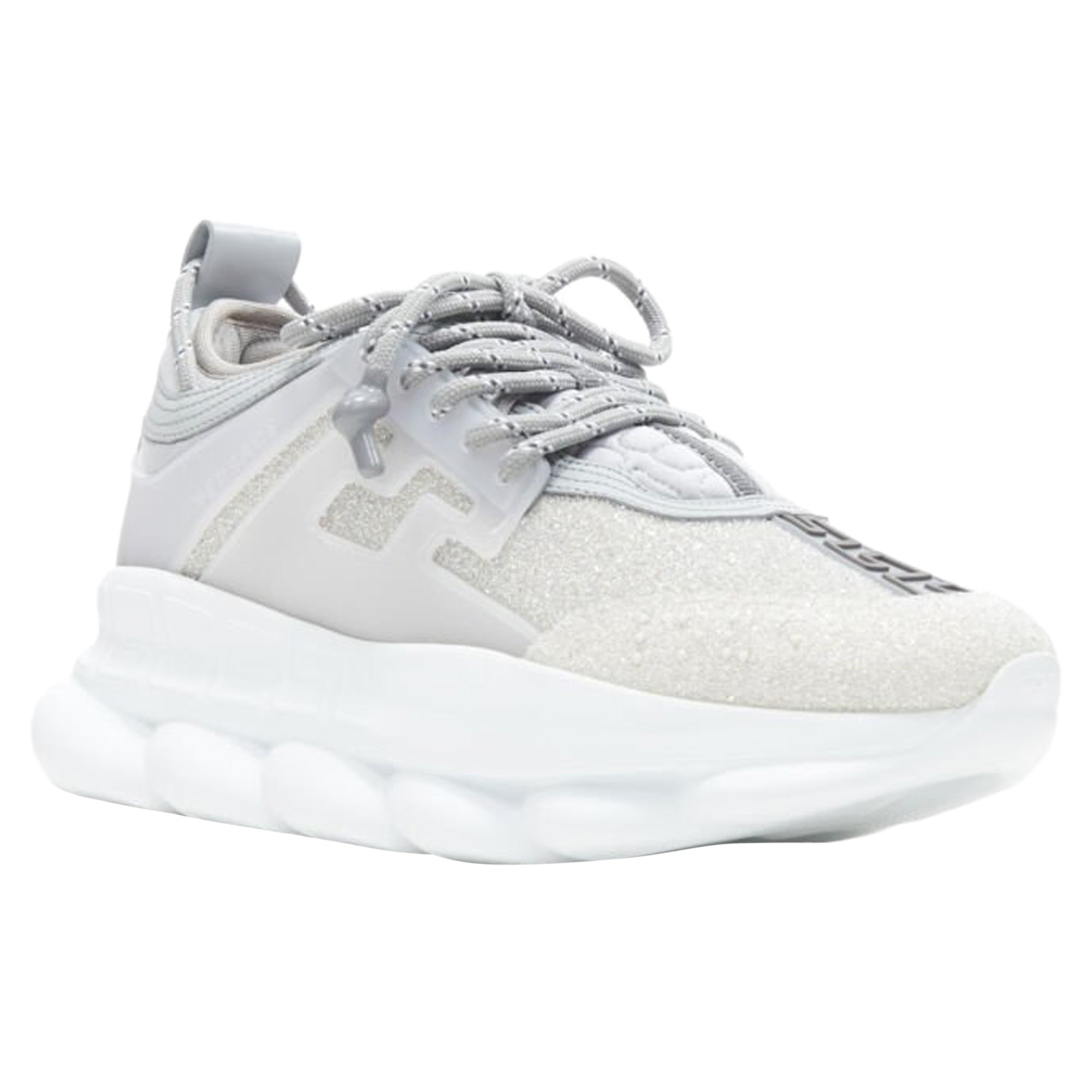 Men's Versace Chain Reaction Reflective Silver Crystal Rhinestone sneaker