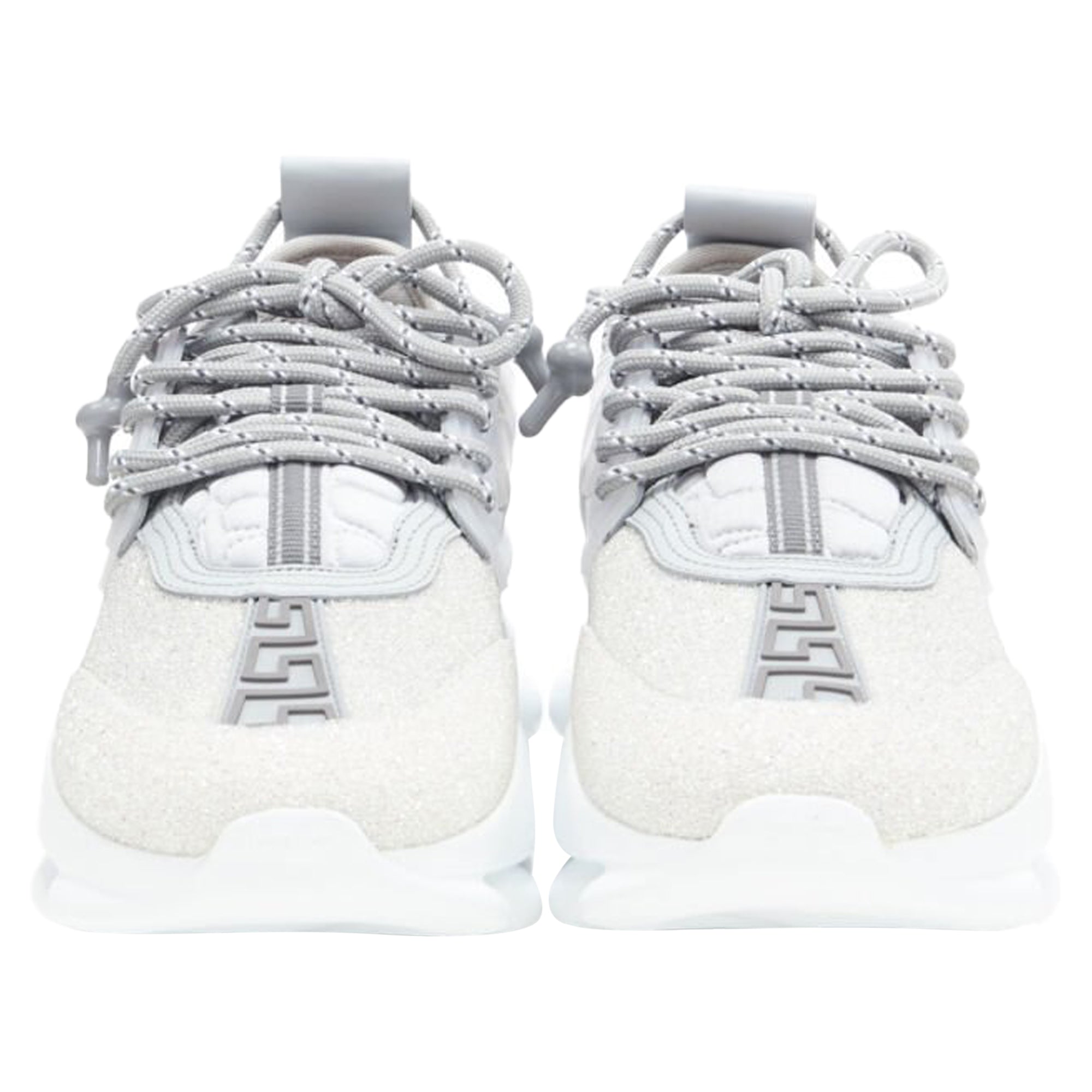Men's Versace Chain Reaction Reflective Silver Crystal Rhinestone sneaker