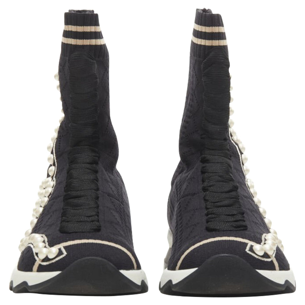 Women's Fendi Rockoko pearl embellished sock knit high top sneaker