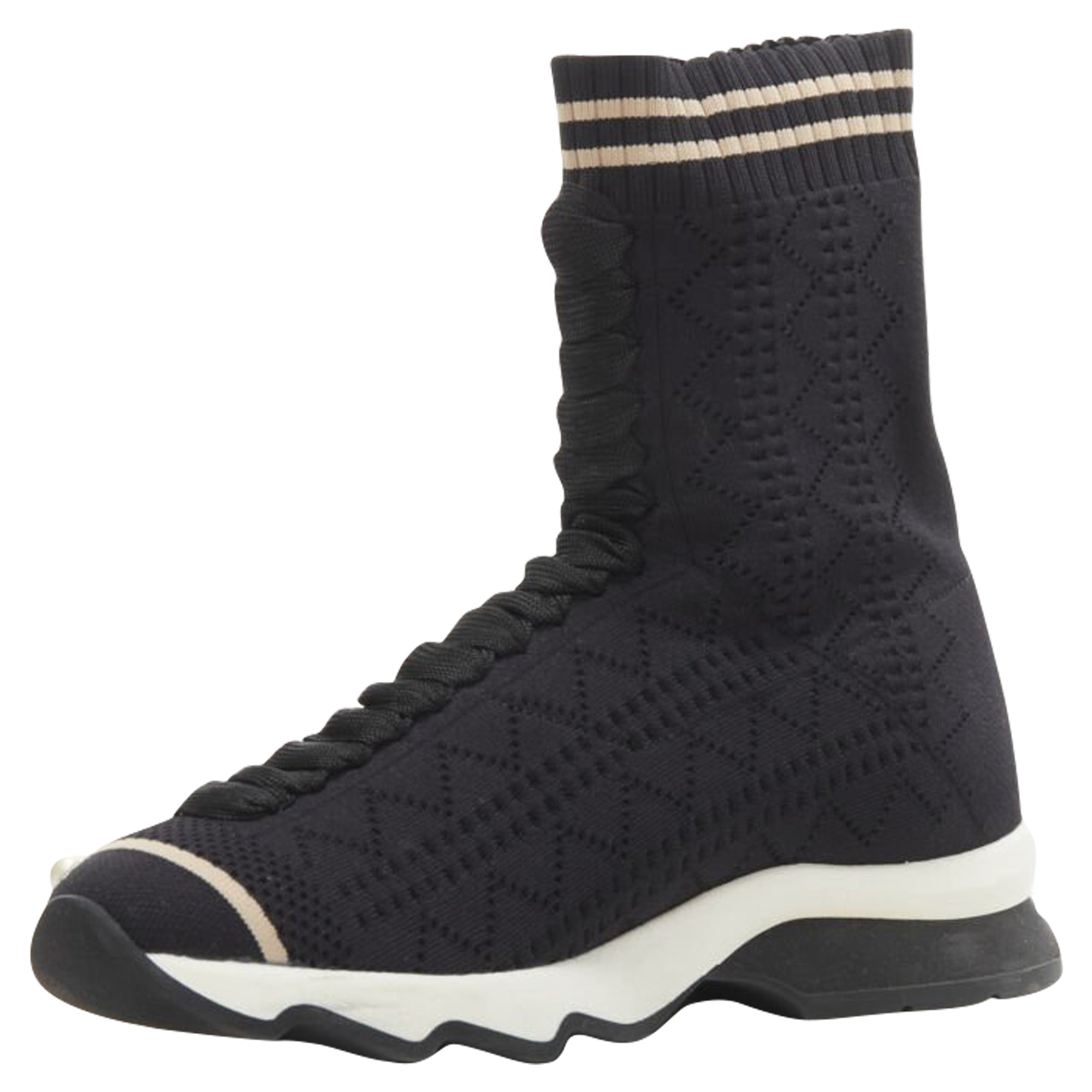 Women's Fendi Rockoko pearl embellished sock knit high top sneaker