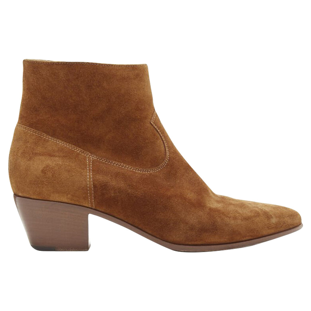 Women's Saint Laurent Wyatt suede almond toe cuban bootie
