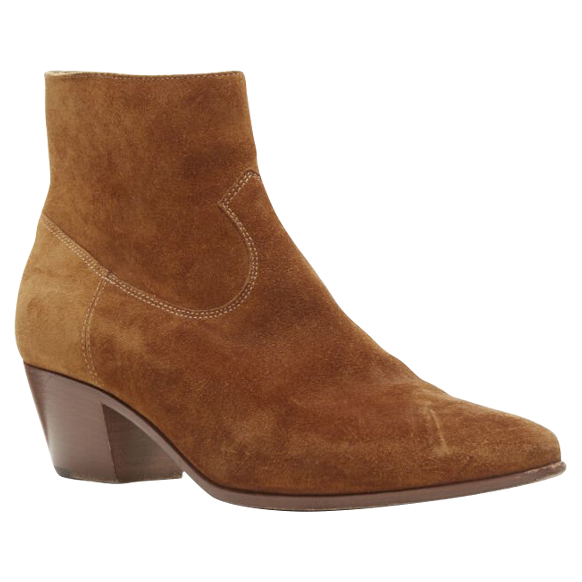 Women's Saint Laurent Wyatt suede almond toe cuban bootie