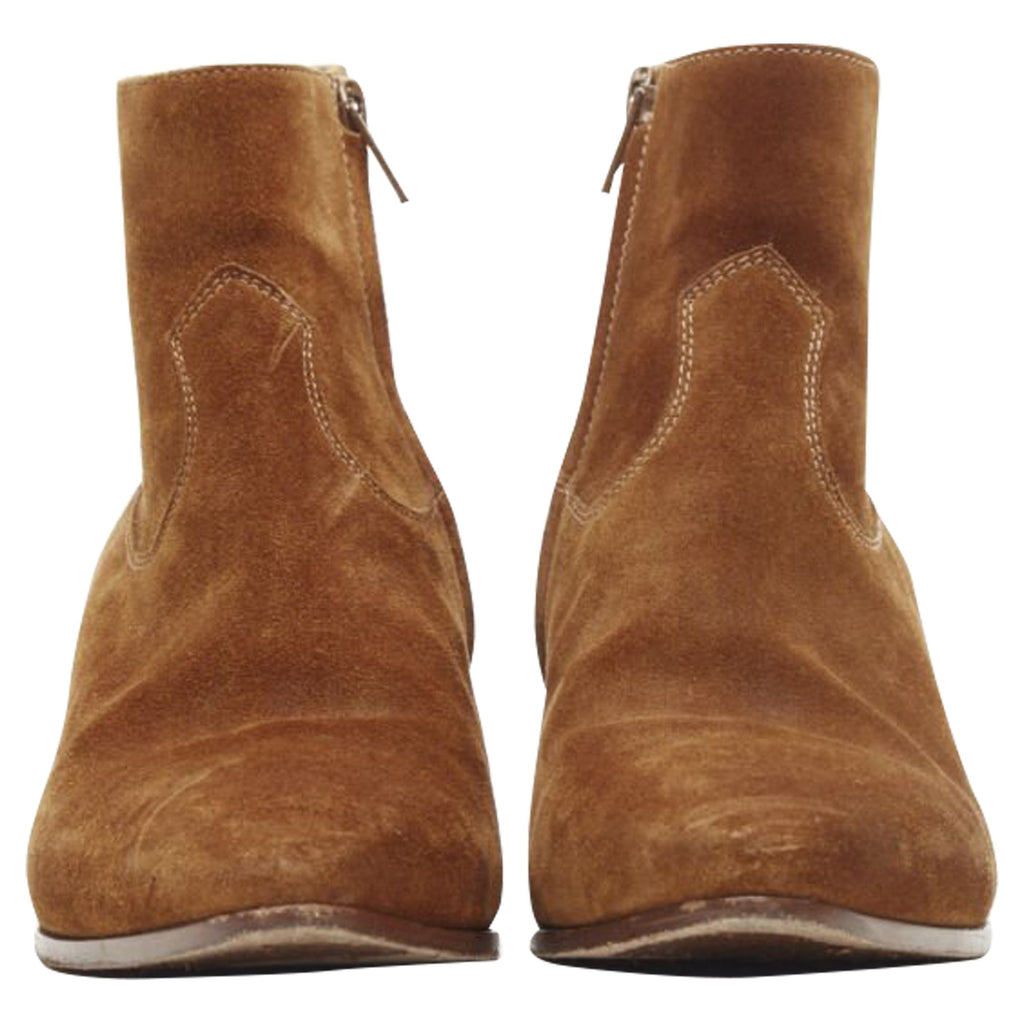 Women's Saint Laurent Wyatt suede almond toe cuban bootie