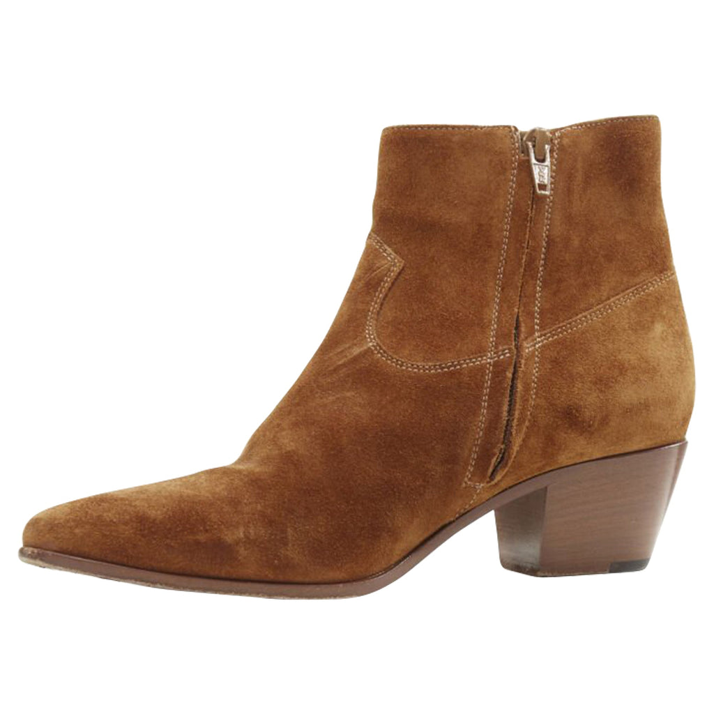 Women's Saint Laurent Wyatt suede almond toe cuban bootie