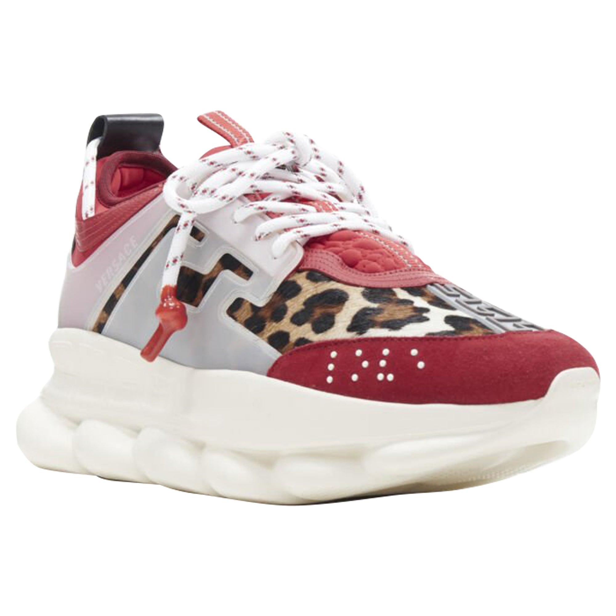 Men's Versace Chain Reaction Wild Leopard low chunky sneaker