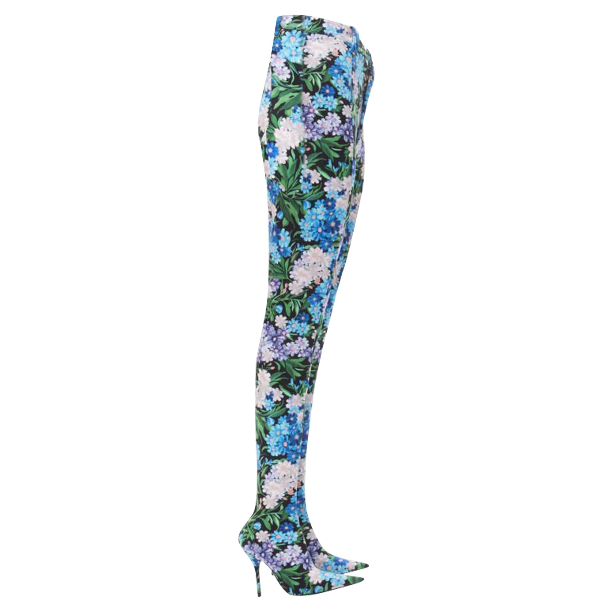 Women's Balenciaga floral print spandex boots