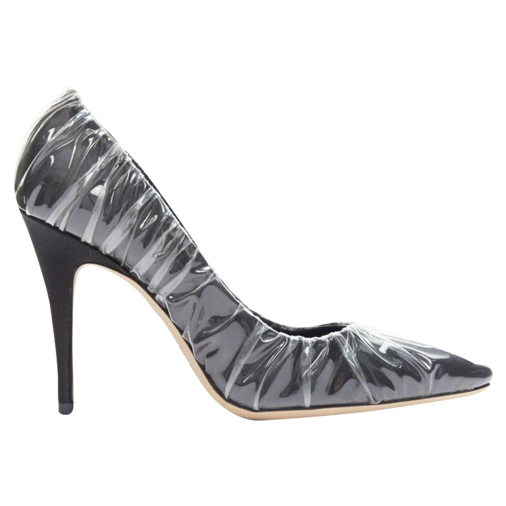 Women's Off-White Jimmy Choo satin transparent ruche high heel shoes