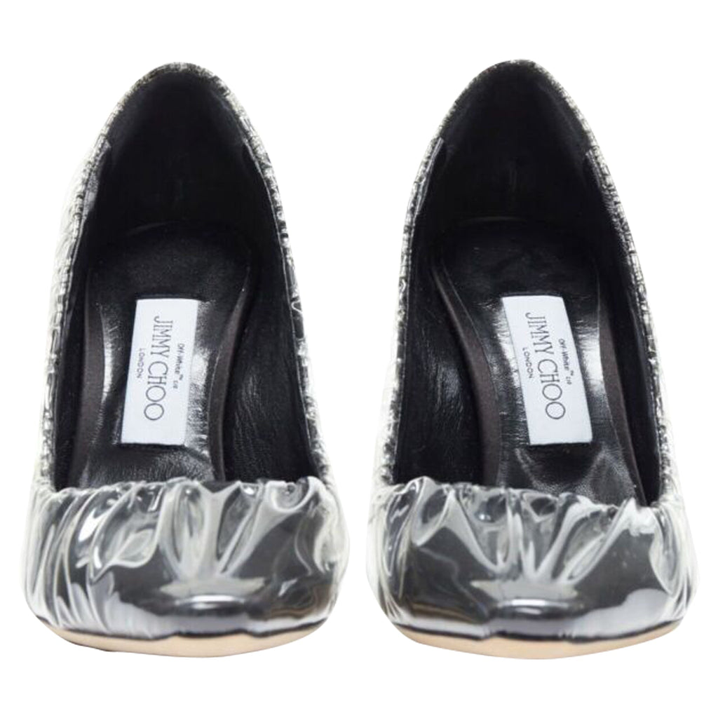 Women's Off-White Jimmy Choo satin transparent ruche high heel shoes