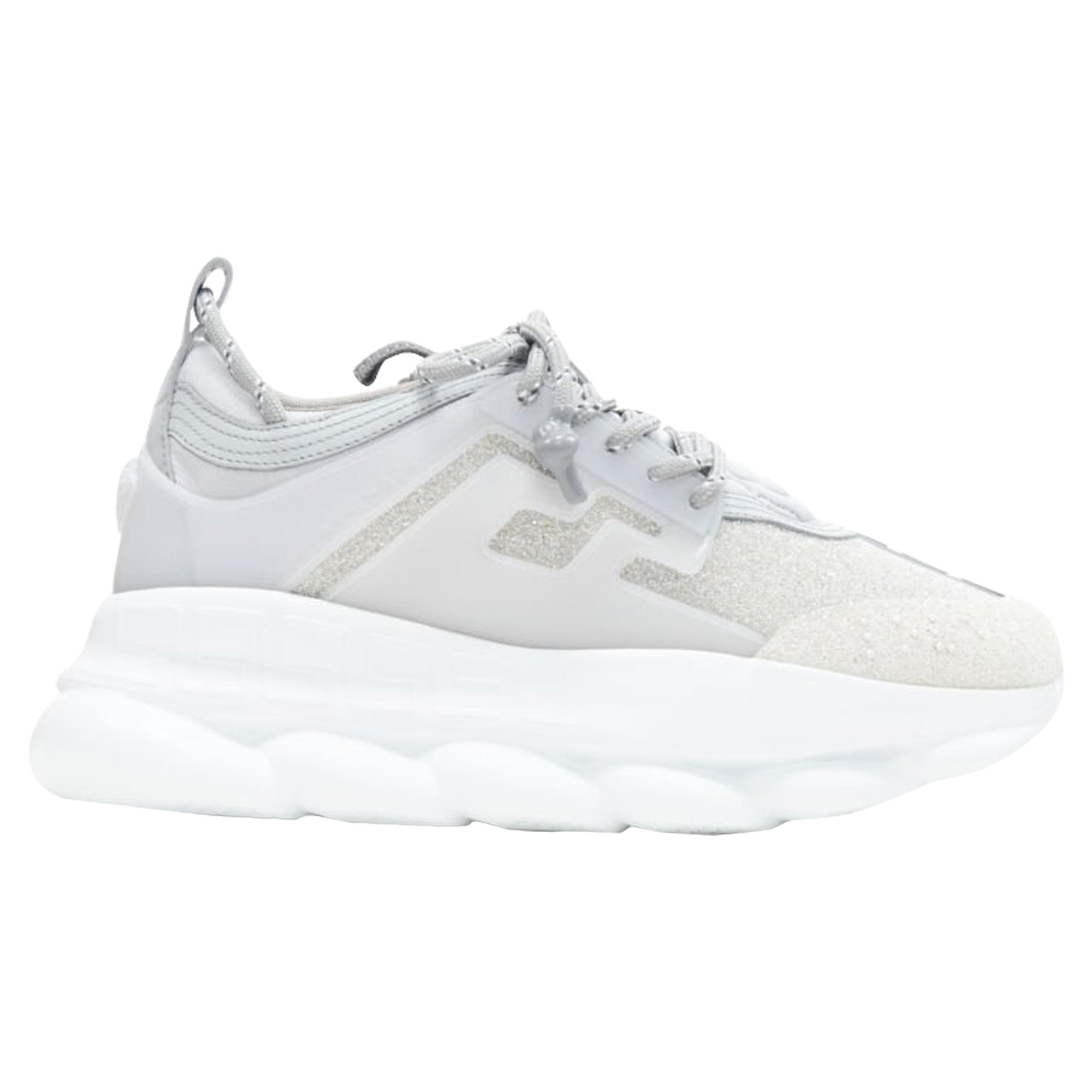 Men's Versace Chain Reaction Reflective Silver Crystal Rhinestone sneaker