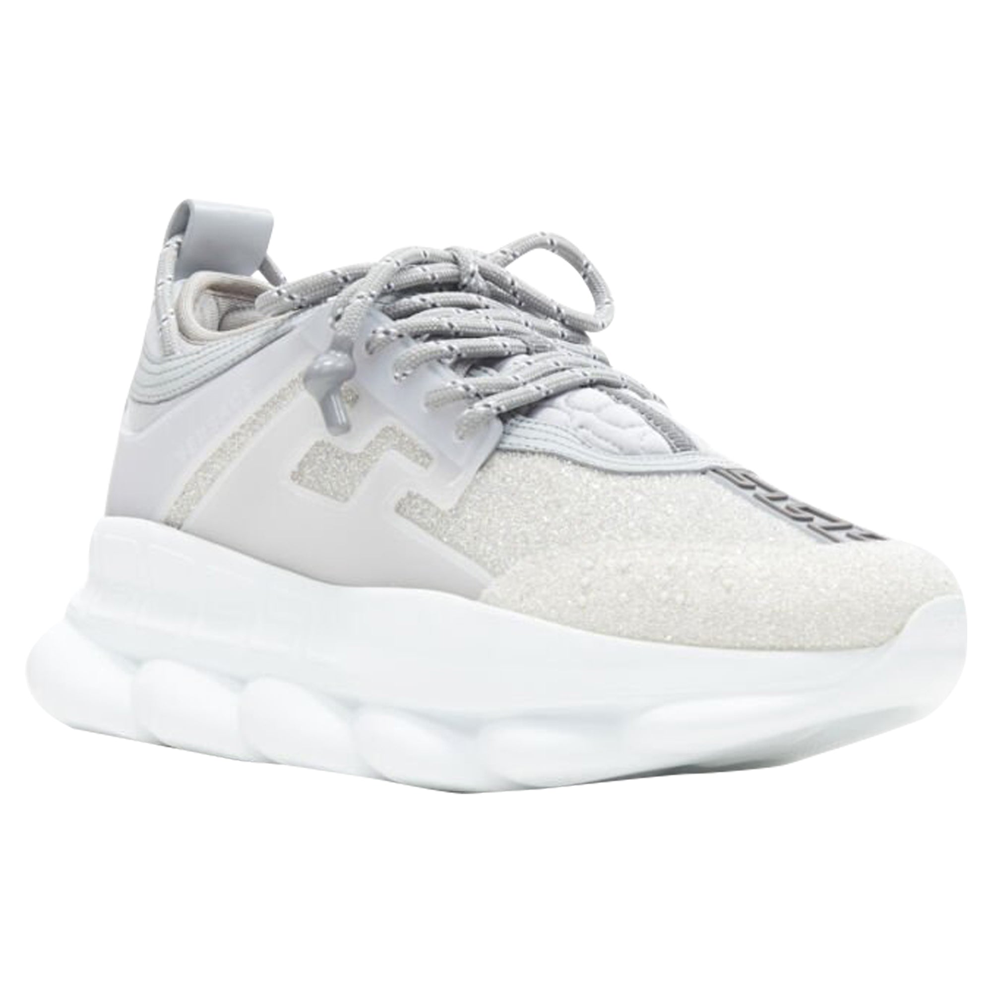 Men's Versace Chain Reaction Reflective Silver Crystal Rhinestone sneaker
