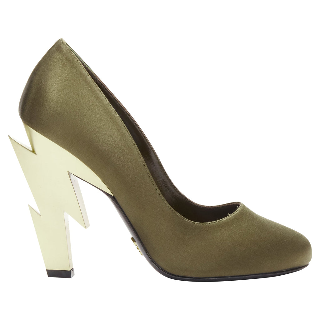 Women's Prada silk satin metal heel pump