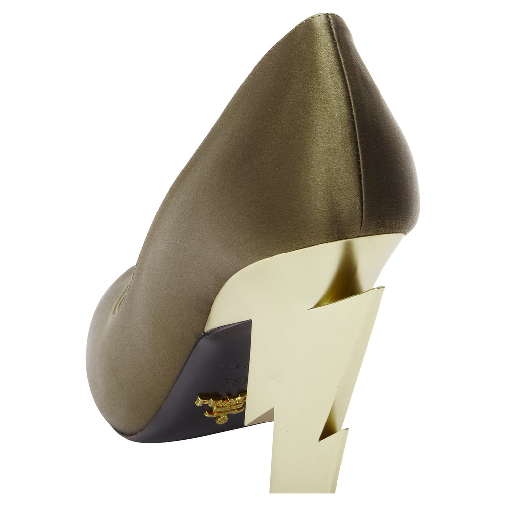 Women's Prada silk satin metal heel pump