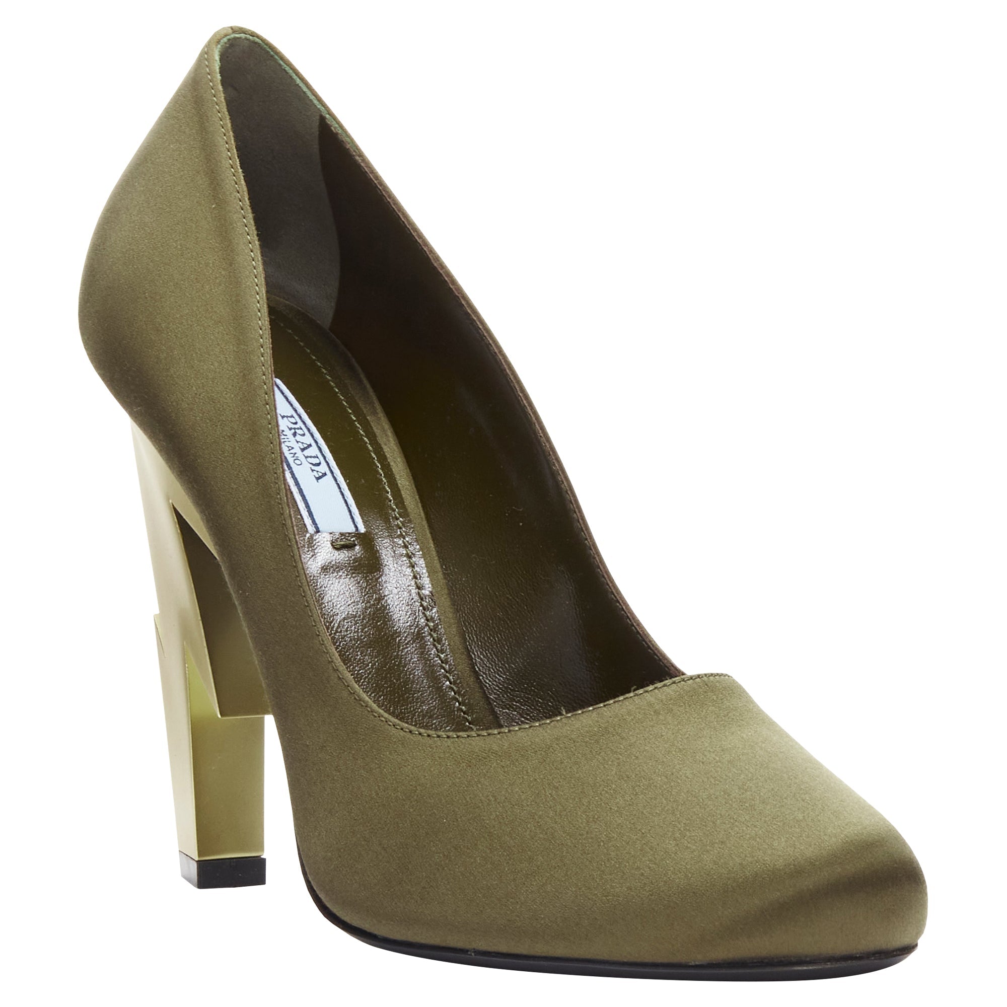 Women's Prada silk satin metal heel pump