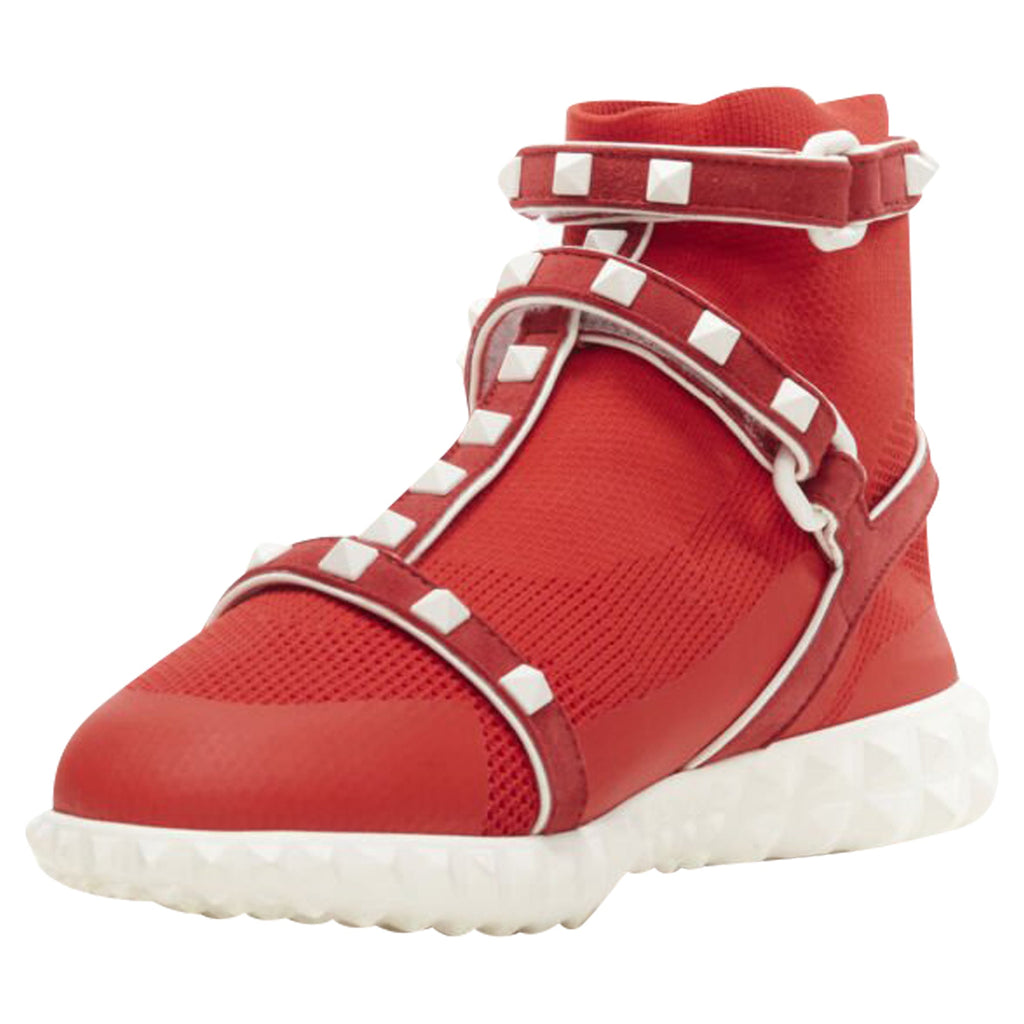 Women's Valentino Garavani Rockstud Bodytech sock knit high top sneaker