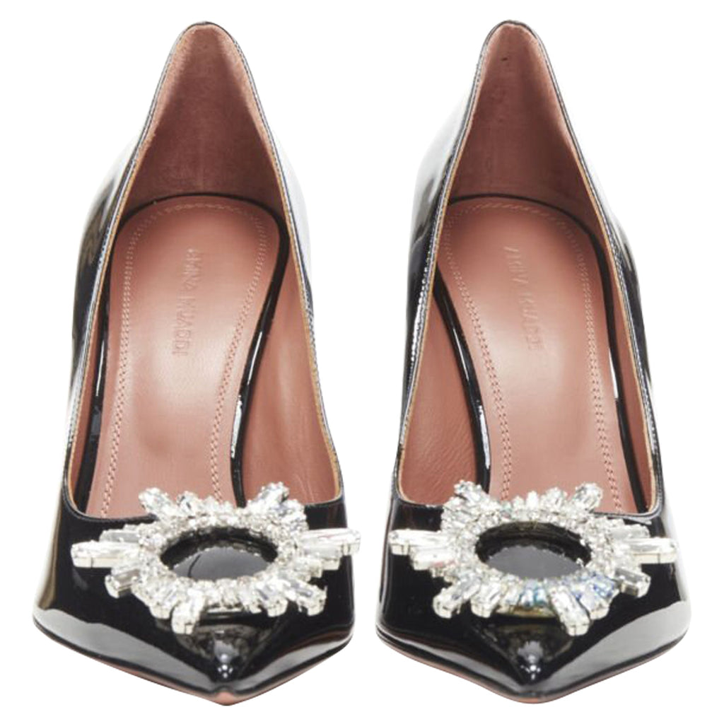 Women's Amina Muaddi Begum crystal buckle point toe pump