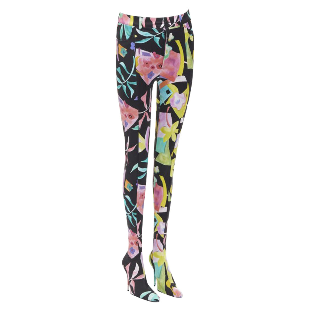 Women's Balenciaga Demna floral heel boots pants