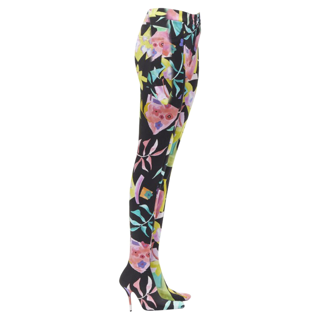 Women's Balenciaga Demna floral heel boots pants
