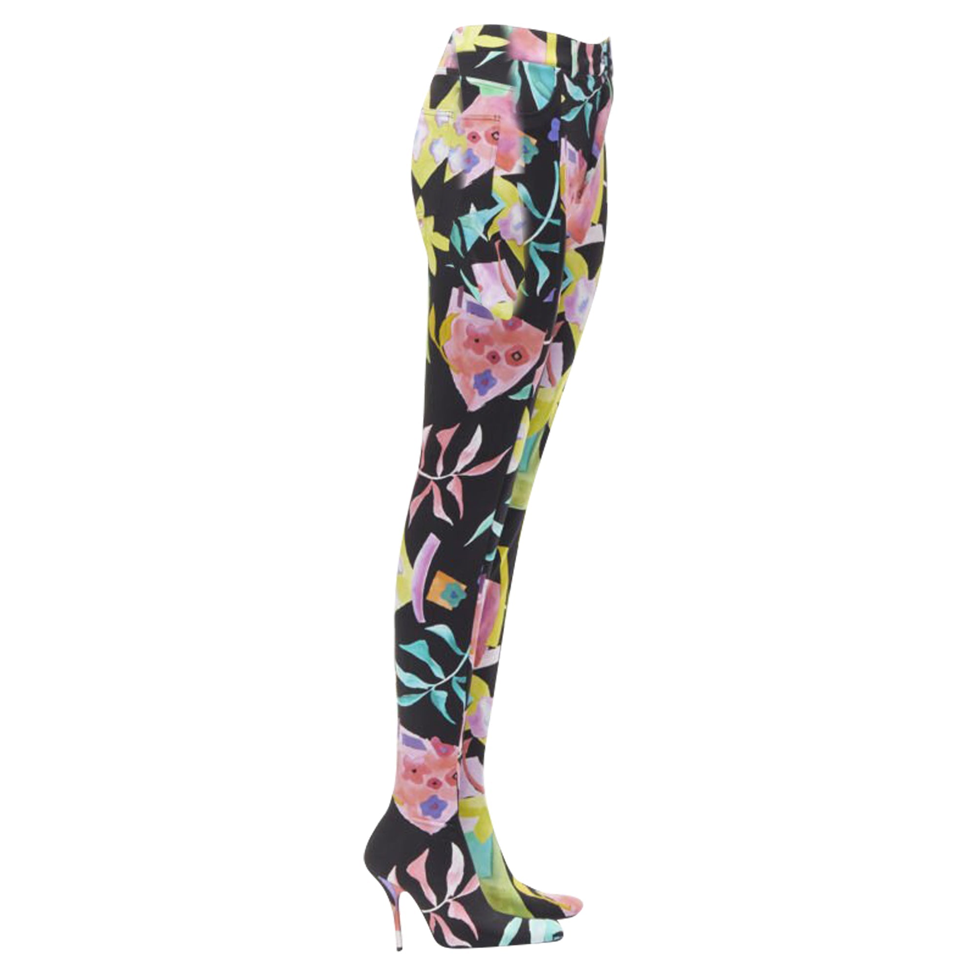 Women's Balenciaga Demna floral heel boots pants