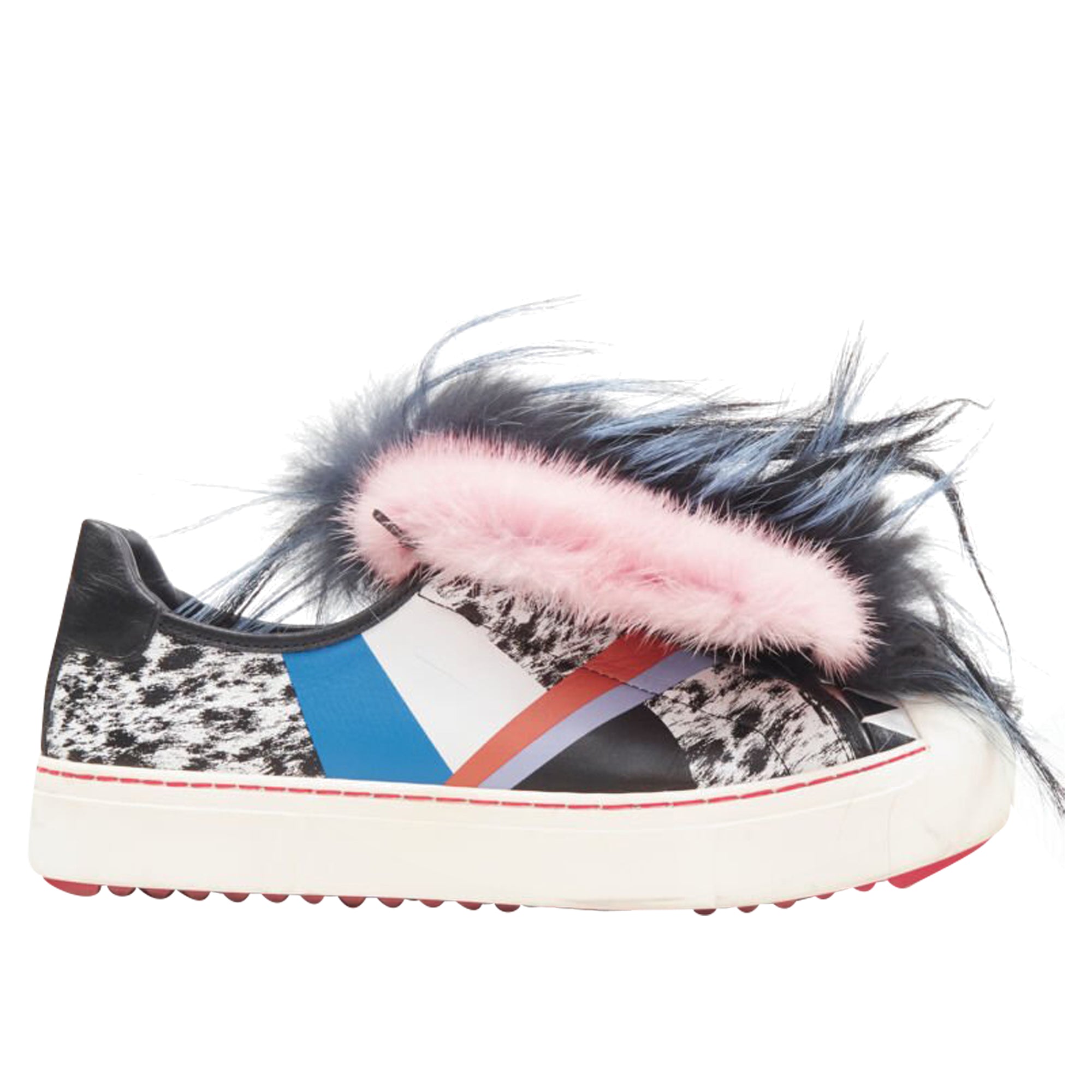 Women's Fendi Flynn fur panel leather sneaker