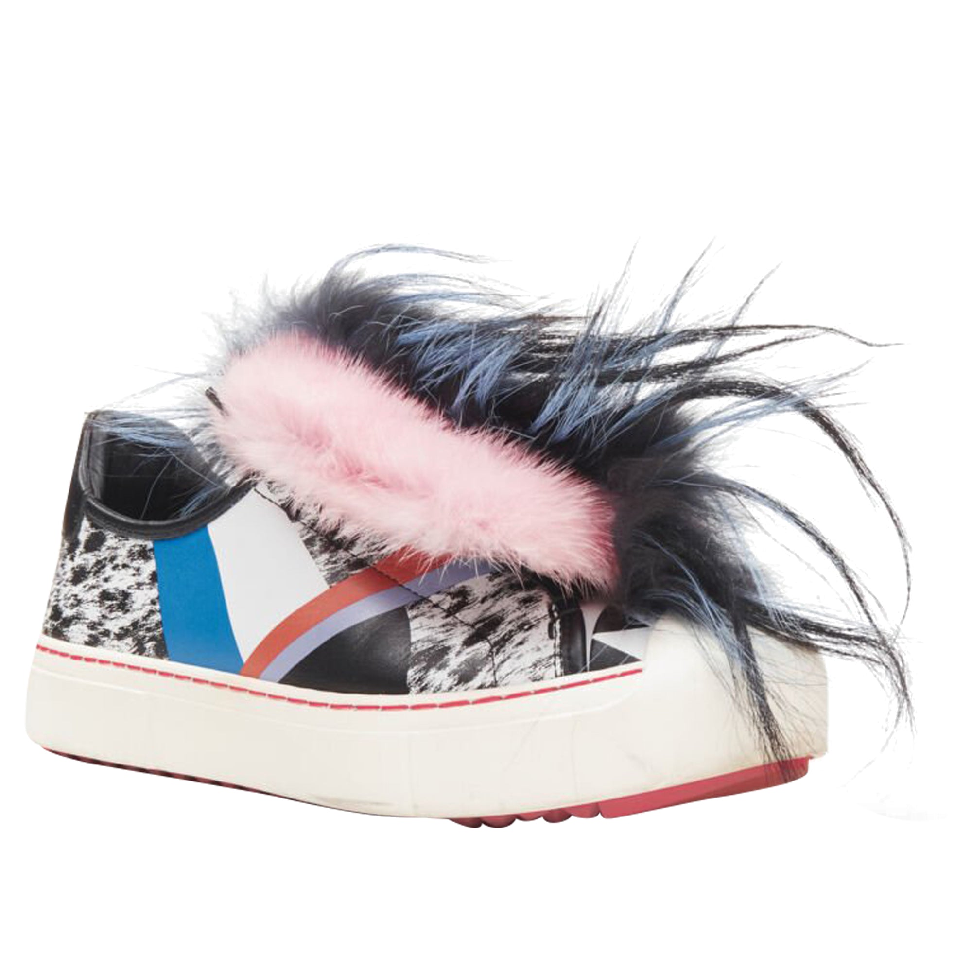 Women's Fendi Flynn fur panel leather sneaker