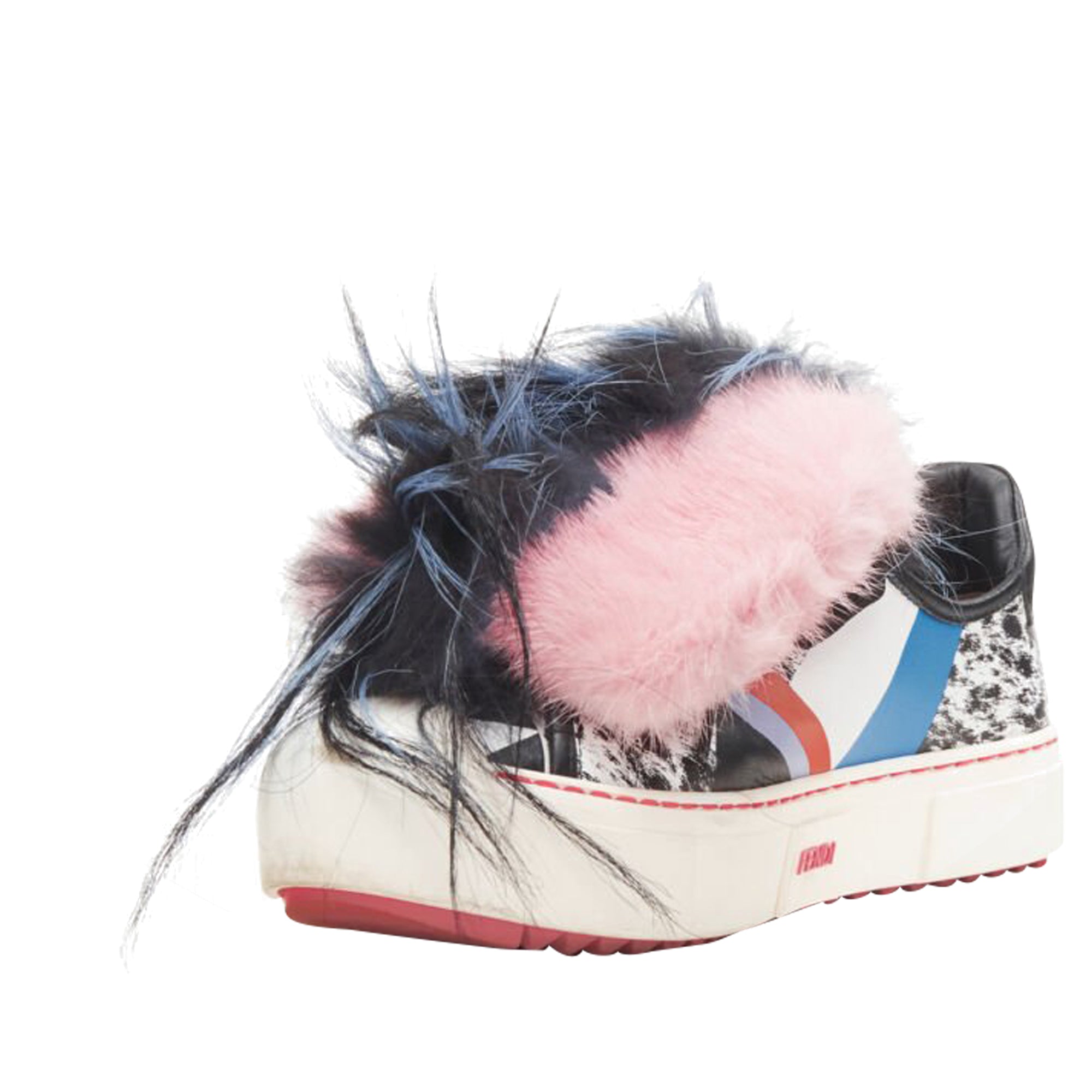 Women's Fendi Flynn fur panel leather sneaker