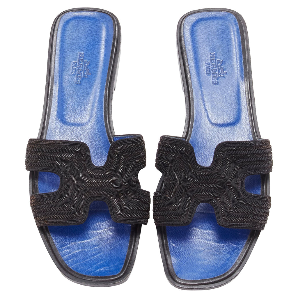 Women's Hermes Oran H logo beaded insole sandals
