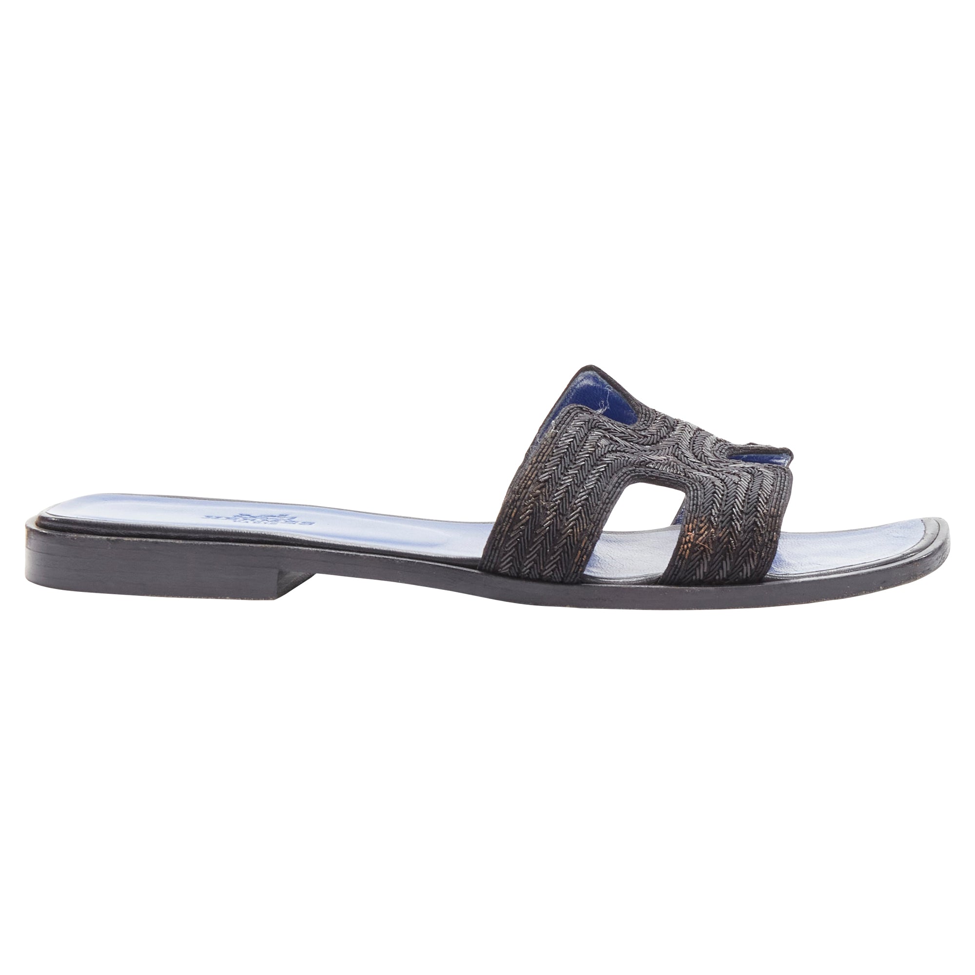 Women's Hermes Oran H logo beaded insole sandals