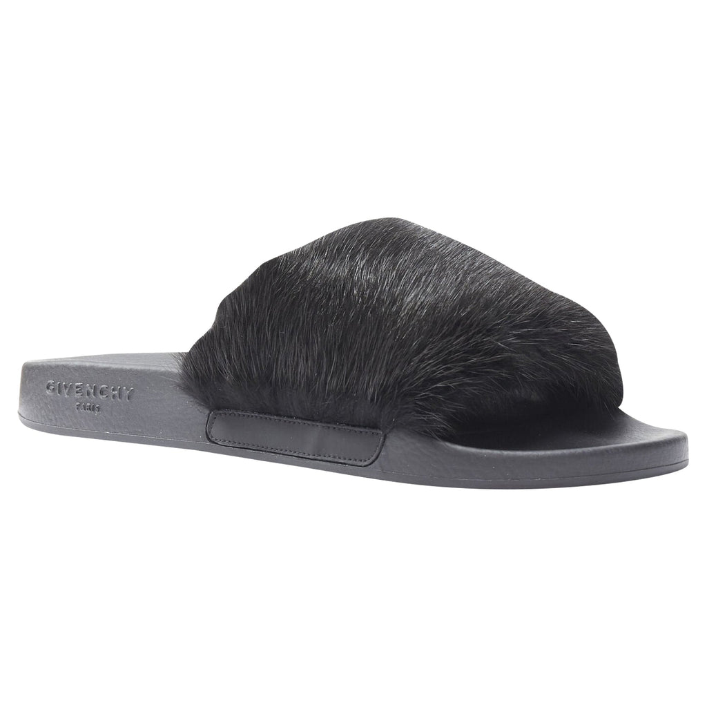 Women's Givenchy Vison Mink fur pool slides