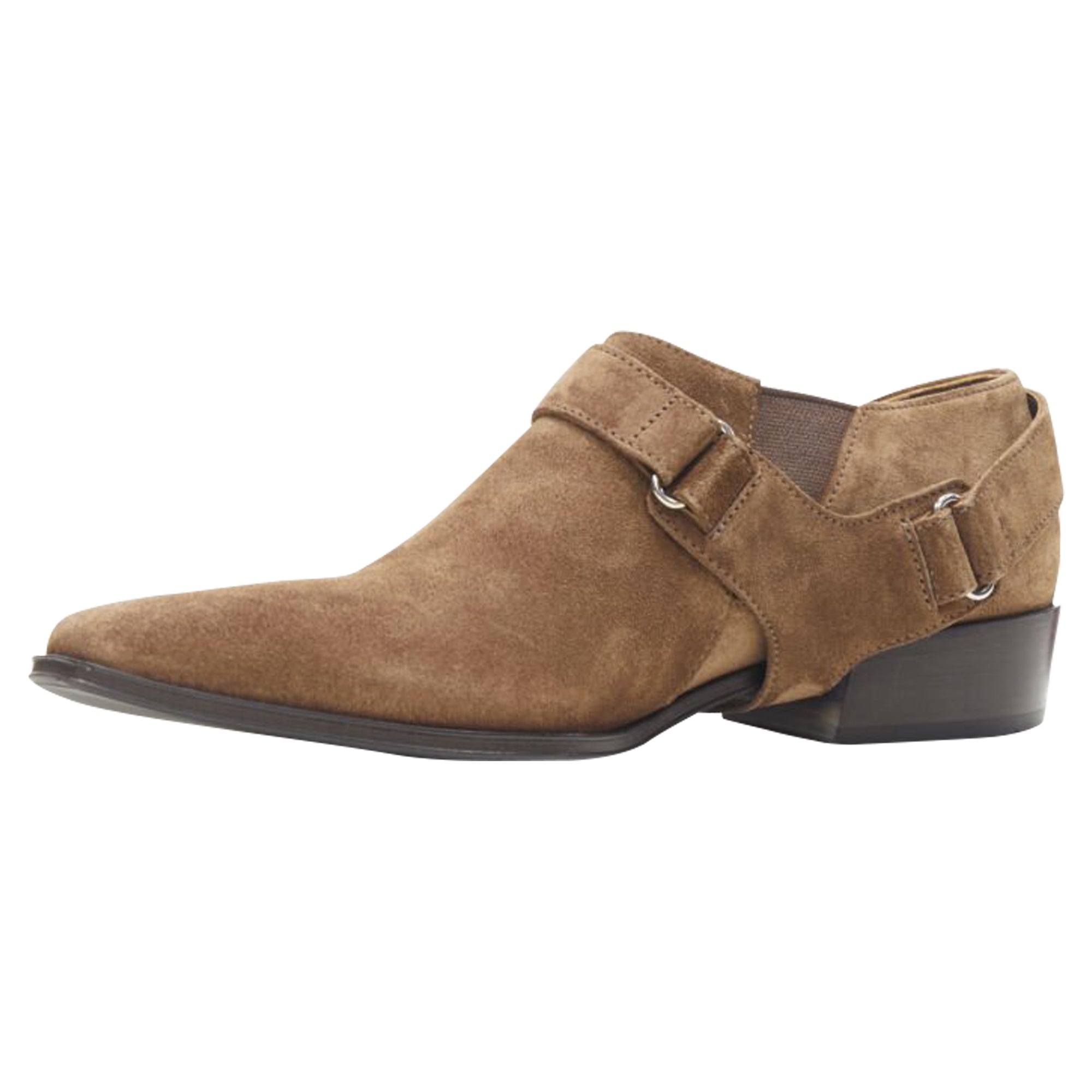 Women's Prada Santiag suede buckle western brogue shoe