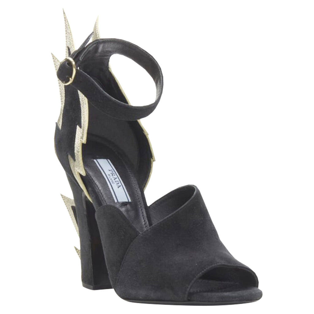 Women's Prada suede metallic chunky heel
